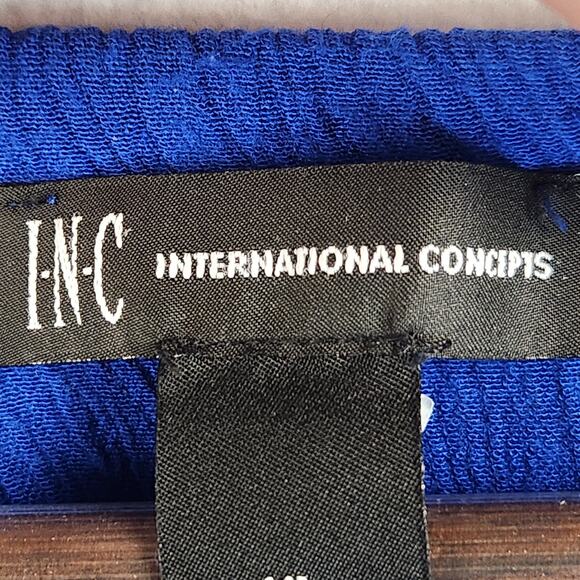 INC International Concepts Women’s Peasant Blouse XL Blue Relaxed Fit EUC - Picture 4 of 14